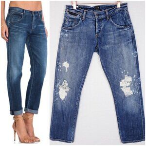 Citizens of Humanity Dylan Drop Rise Cropped Jeans Distressed Dark Wash size 25